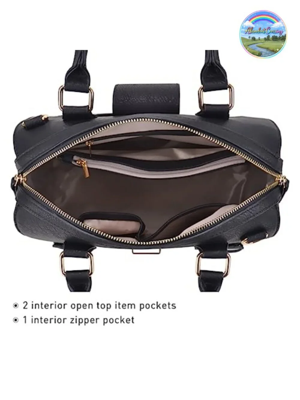 Vegan Leather Satchel Purse with Detachable Shoulder Strap and Wristlet